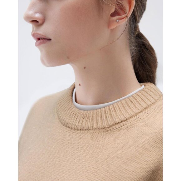 Women Cashmere Blend Oversized Crew Neck Umber Brown Soft Warm Pullover Sweater - Picture 2 of 4